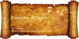 Paschka Ákos névjegykártya